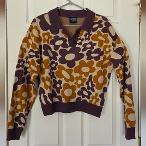 A.Lab Mackie Purple Sweater - 3 Button Collared Floral